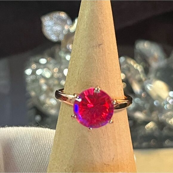 Stunning Volcanic Quartz Solitaire Engagement Ring Vermeil Rose Gold/ Sterling. - Picture 11 of 15